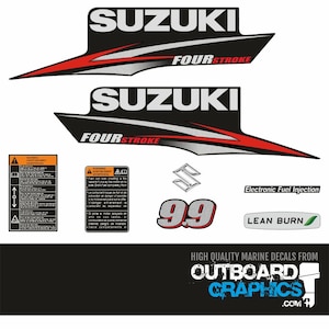Suzuki DF9.9 9.9hp four stroke outboard engine decals/sticker kit (post 2010) + FREE SQUEEGEE