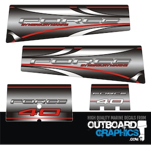 Mercury Force 40hp outboard decals/sticker kit - fades style + FREE SQUEEGEE - All US orders shipped Duty Paid - No extra duty to pay.