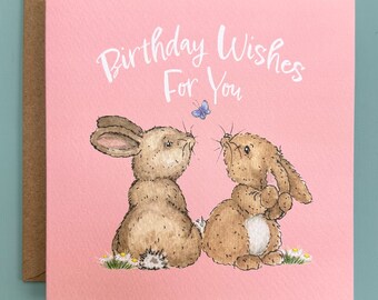 Sweet Birthday Wishes, Sweet Bunnies and Butterfly