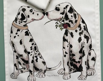 Devoted Dalmatians Natural Cotton Tea Towel