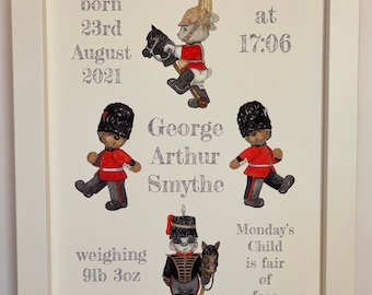 Personalized Royal Guards Nursery Print: Watercolor Animal Guards