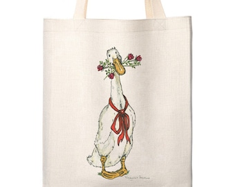 Runner Duck and Roses Tote Bag, Favourite Runner and Roses Tote bag