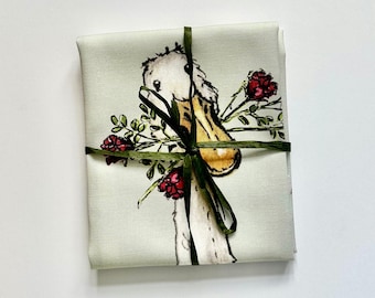 Runner Duck with Roses Tea Towel, Made with Natural Cotton in the UK