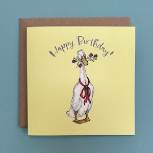 Runner Duck Birthday Card: Watercolour Roses Greeting