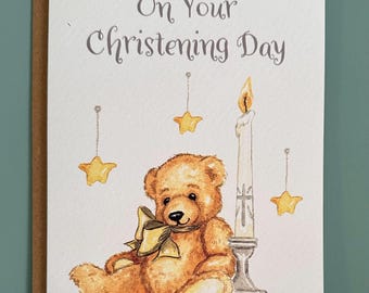 Christening Bear Card * New Size