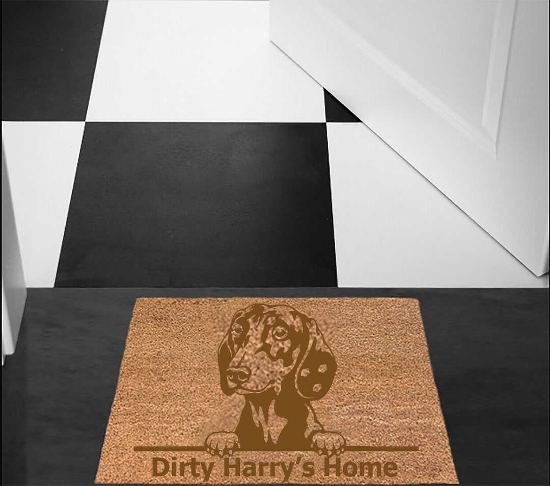Personalised Doormat Custom Engraved Door Mat Dachshund Design Etsy