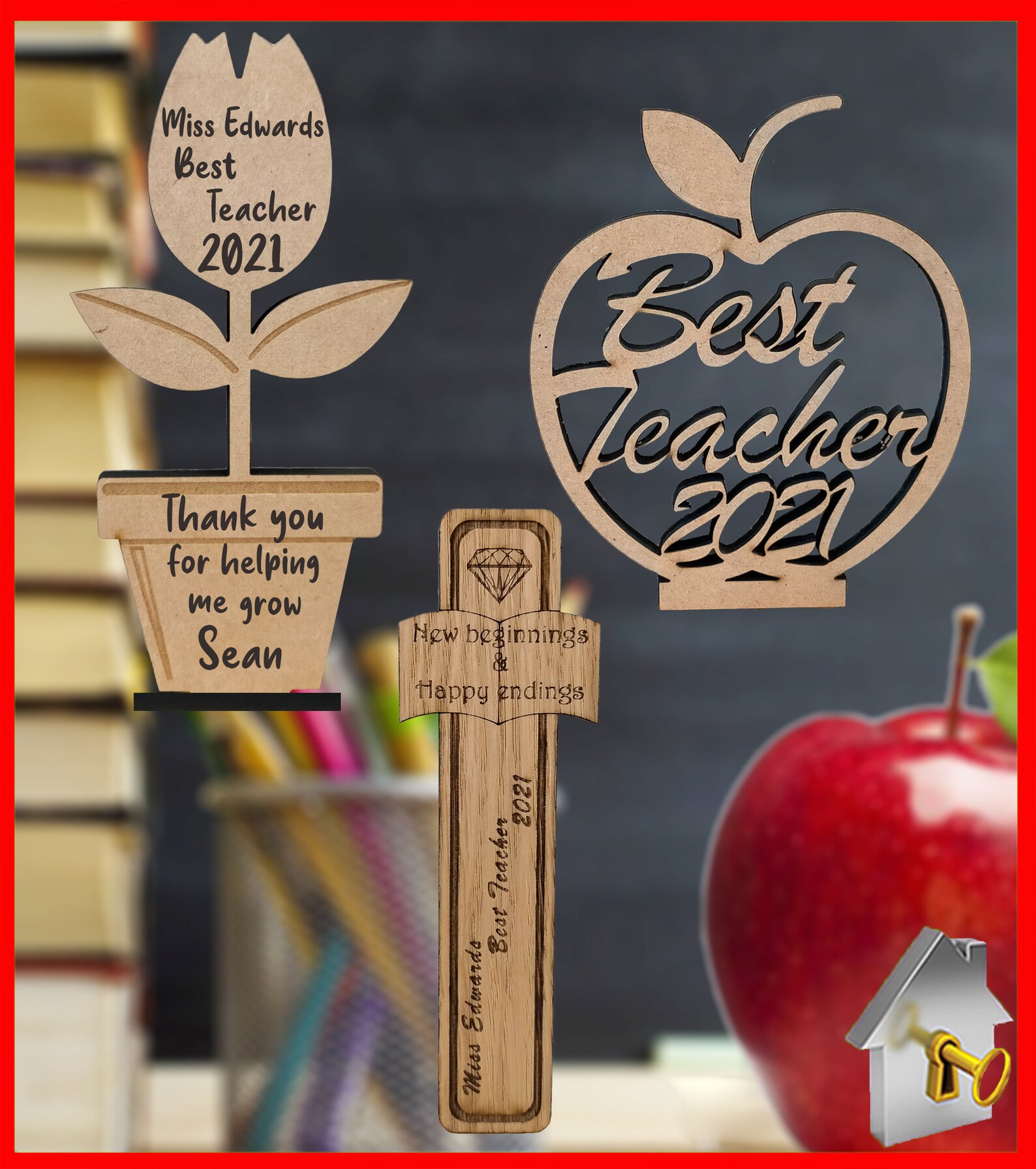 Engraved Teacher Gifts Wooden Plaque Personalised End of Year Thank You ...