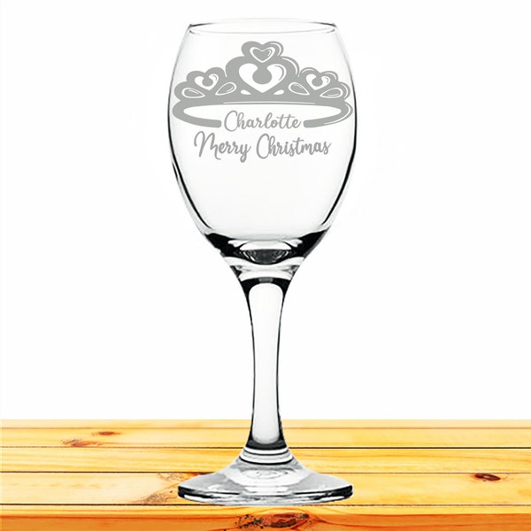 Personalised Wine Glasses, Engraved Secret Santa - Christmas Gift