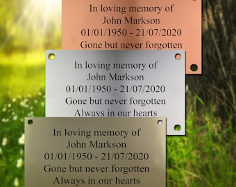 Engraved Memorial Plaque Personalised Copper/Silver/Gold Effect Memorial Plaque 11cmx6cm Plaques