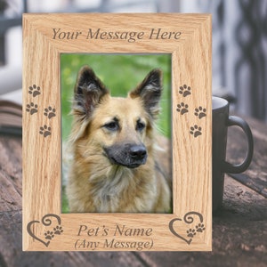 Personalised Engraved Wooden Pet Dog Puppy Photo Frame Keepsake Memorial Gift 4"x6"