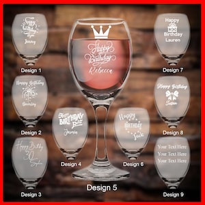 Personalised Engraved Wine Glass Gift Birthday Gifts Present 18th 21st 30th 40th 50th 65th Retirement Gift