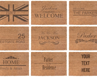 Personalised Doormat Custom Engraved Door mat Coir Door Mat Welcome Mat House Warming Gift Home Doormat