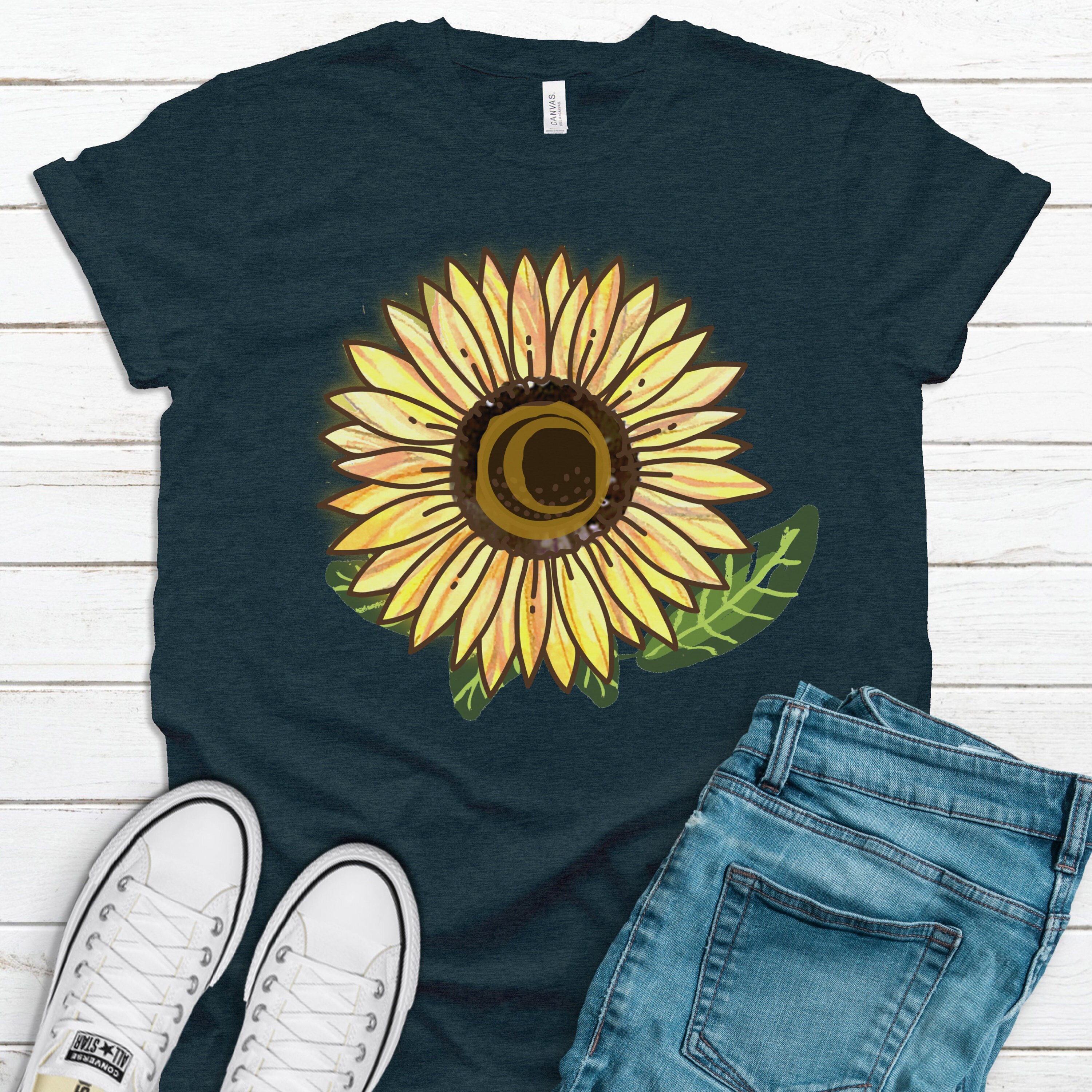 Lulupi Damen T-Shirt Sonnenblumen Print - Lässiges Sommer Shirt Mit Good Aufdruck
