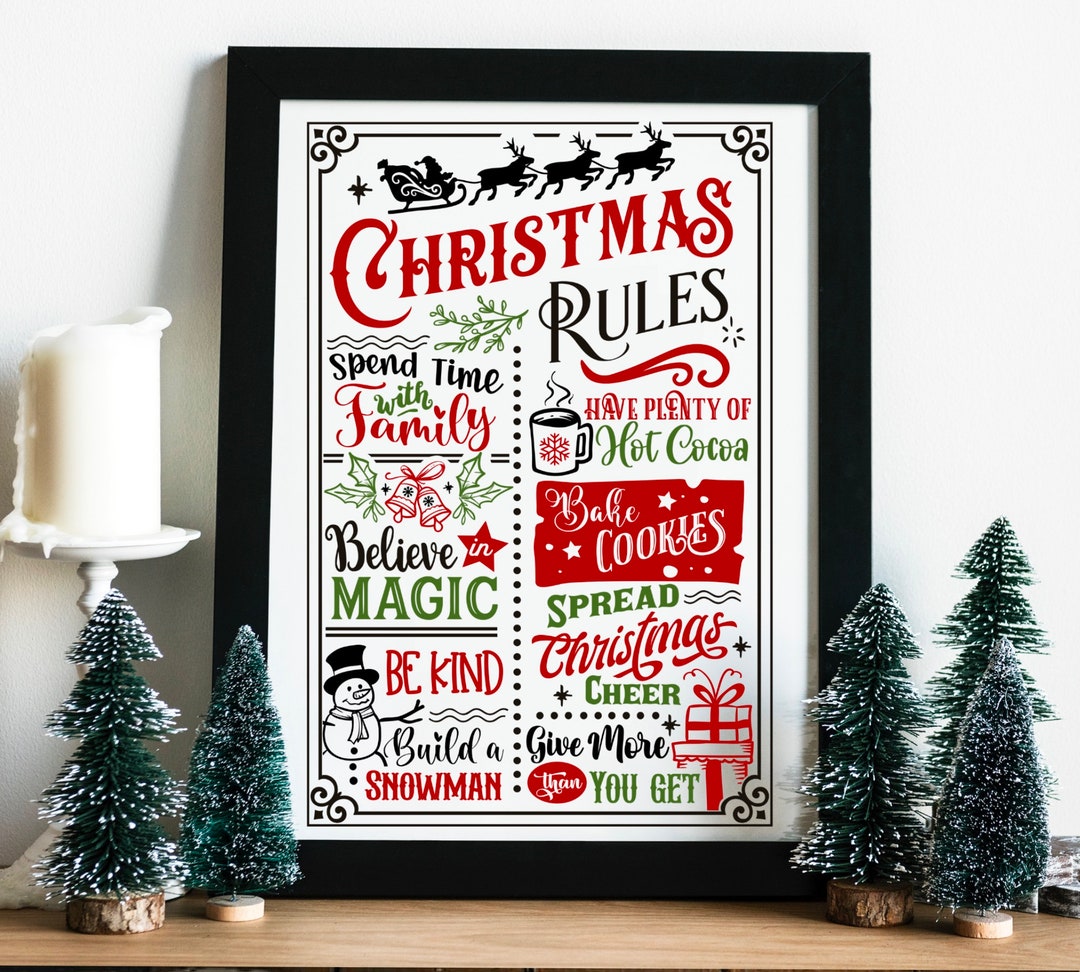 Christmas Rules Svg, House Rules, Winter Svg, Christmas Sign Clipart