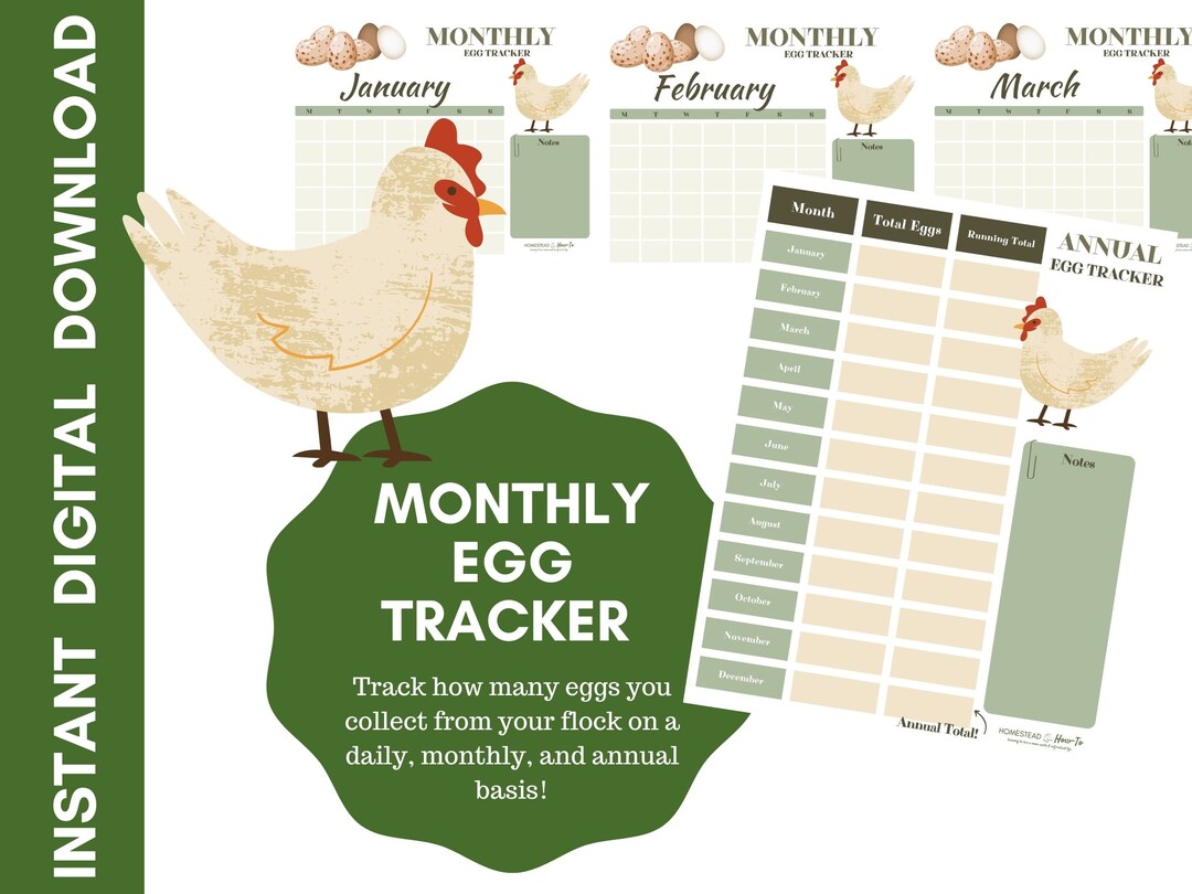 Monthly Egg Tracker for Chickens - Etsy