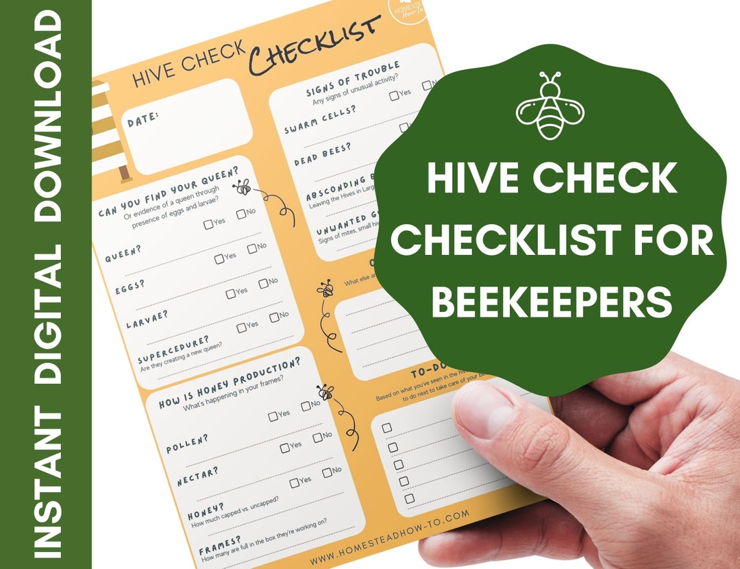 Hive Check Checklist Inspection Log for Beekeepers Etsy