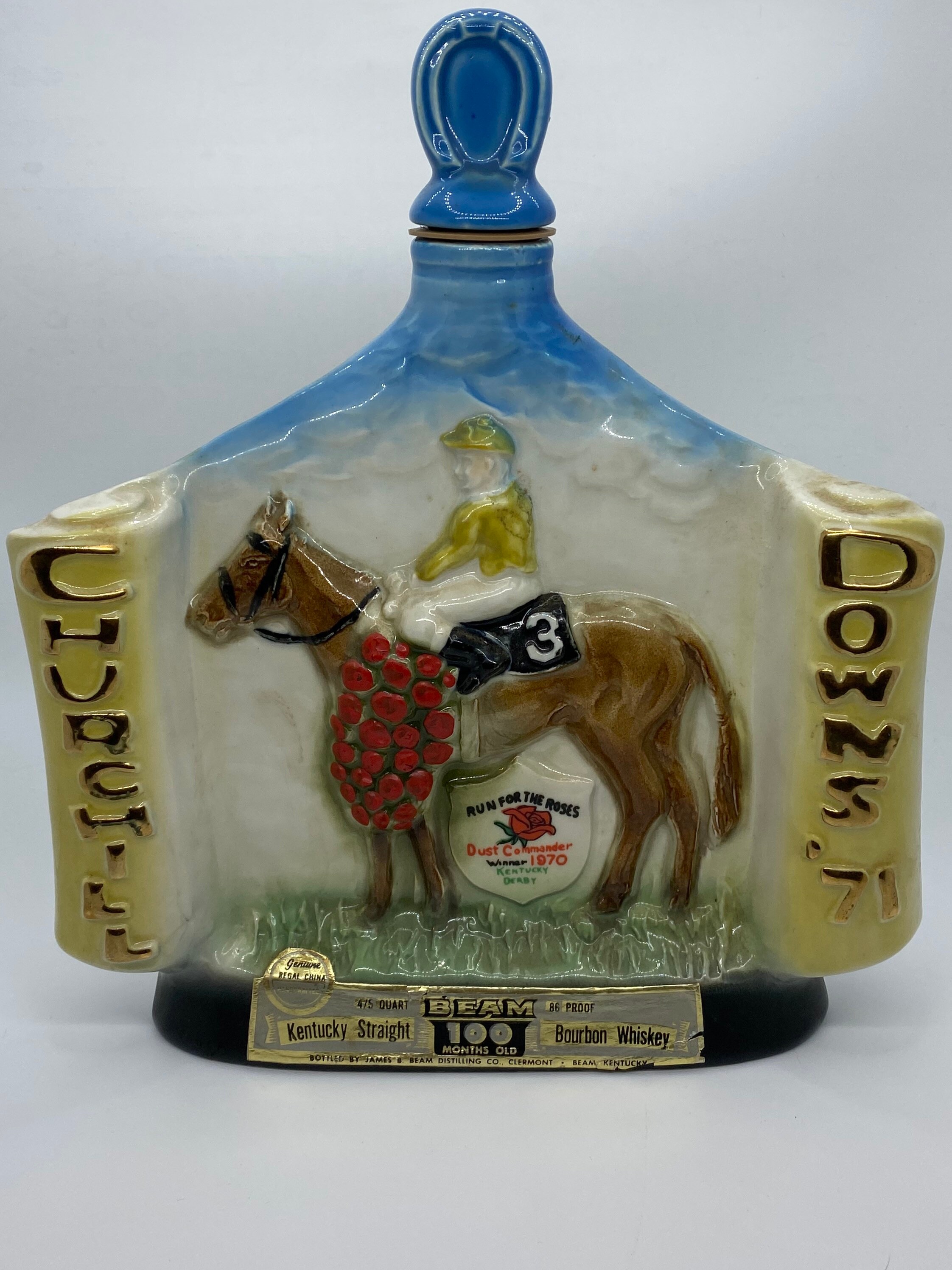 Churchill Downs 1971 Dust Commander Kentucky Derby Jim Beam Whiskey  Decanter 