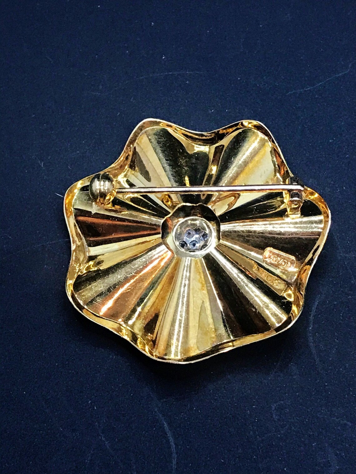 18K Gold Brooch with Diamond Solid Gold Brooch Flowered Etsy