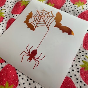Spider Web with Spider and Bats Permanent Vinyl Decal in Pretty Holographic or Cool Solid Colors