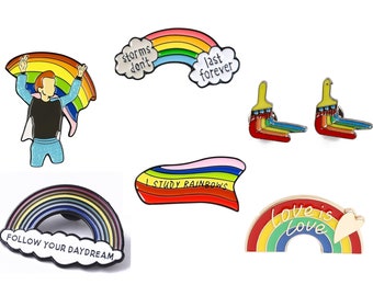 Pride Rainbow LGBT Brooch Pin Enamelled Choose from 6 designs NBRO711-16