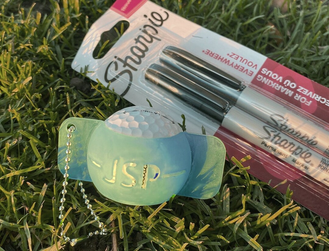 Personalised Golf Ball Stencil Accessory With Sharpies Keychain