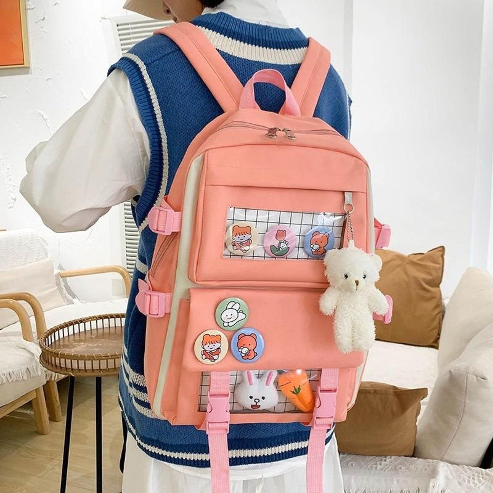 Mochila Escolar Kawaii Para Mujer Mochilas De Escuela Para Etsy