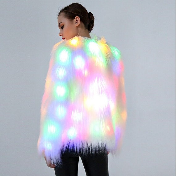 Women Faux Fur Coat Valentine Cosplay LED Multi-color Warm - Etsy