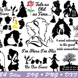 La Bella e la Bestia in formato svg, La Bella e la Bestia per file tagliati, Bellezza cricut, Bellezza dxf, Compleanno in formato svg, Stampabile
