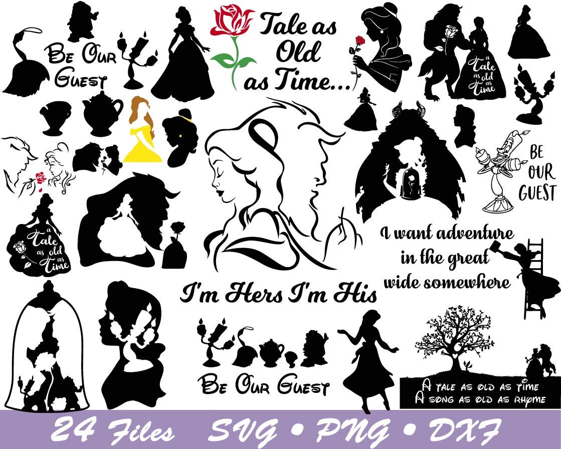 Beauty and the Beast Svg, Beauty and the Beast for Cut Files, Beauty Cricut, Beauty Dxf, Birthday Svg, Printable - Etsy for Free Printable Beauty And The Beast Silhouette