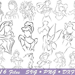 Princess outline svg, Brave Svg, Princess png, Princess outline Svg, princess Birthday svg, Princess Cricut,dxf