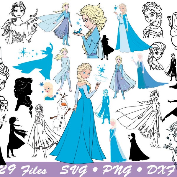 Elsa Princess svg, Frozen svg Bundle, Frozen Clipart, Frozen Silhouette, Elsa svg, Princess svg, Cricut file