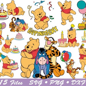 Winnie svg, Pooh svg, Pooh anniversaire svg, Winnie dxf, Winnie pour cricut, Pooh Anniversaire svg