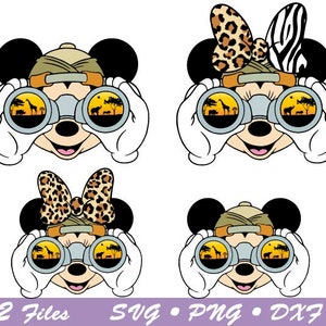Muis Safari SVG, muis gezicht SVG, muis familie vakantie SVG, magische koninkrijk SVG, muis hoofd SVG, muis Safari verrekijker SVG, Cricut bestand