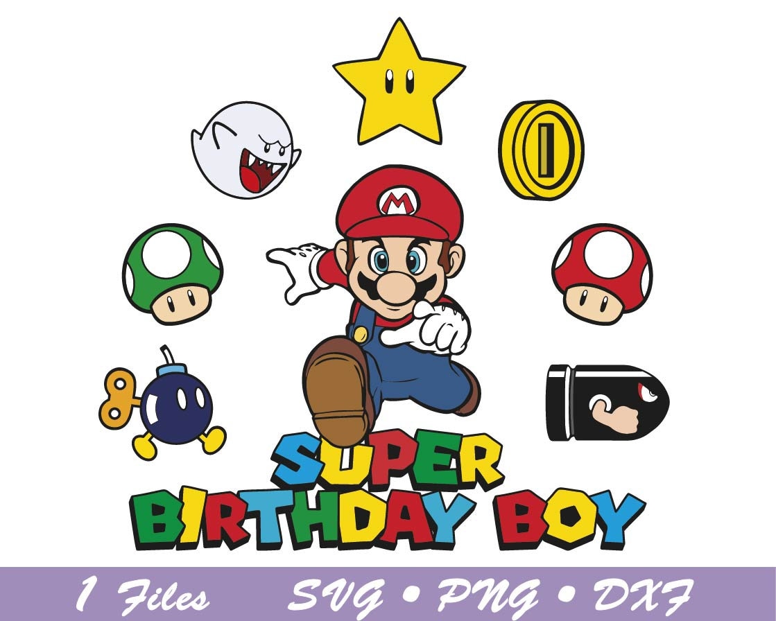 papa Alienación Cuna Birthday Boy mario bros svg super mario Kids Birthday svg - Etsy España