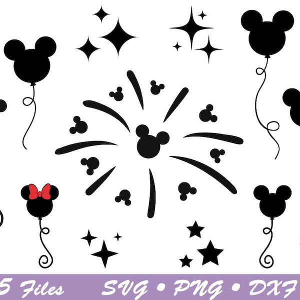 Mouse Fireworks svg, Fireworks svg, Fireworks svg Bundle, Mouse Ears Head, Firework, Mouse Birthday svg, Mouse Party svg, Cricut file