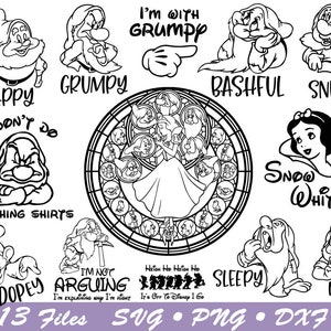 Seven Dwarfs svg, 7 Dwarfs svg, Snow White, Seven Dwarfs cricut file, Seven Dwarfs dxf, Seven Dwarfs Birthday svg, Printable