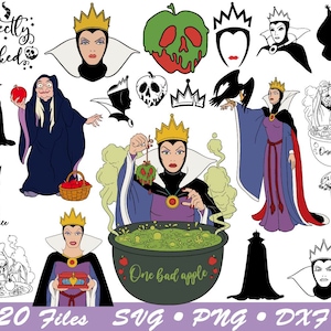Evil Queen Bundle, Wicked Queen png, Snow White Evil svg, Evil Queen Cricut, Villain cut file