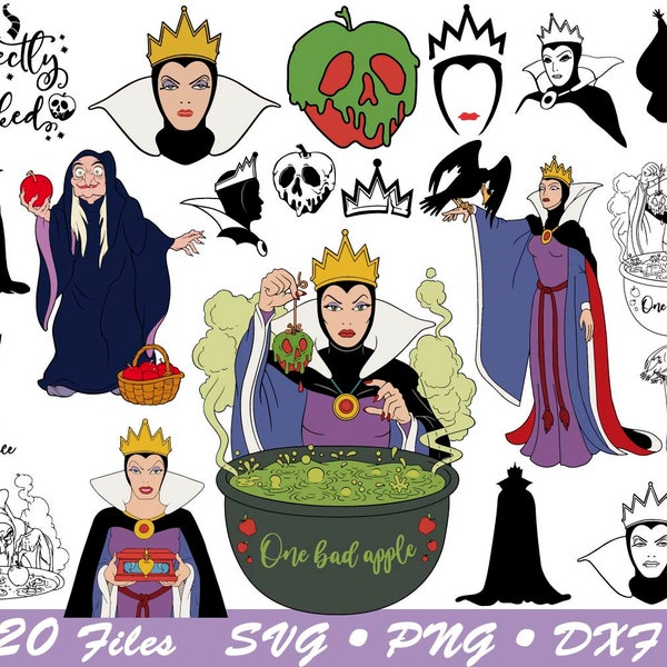 Evil Queen Bundle, Wicked Queen png, Snow White Evil svg, Evil Queen Cricut, Villain cut file