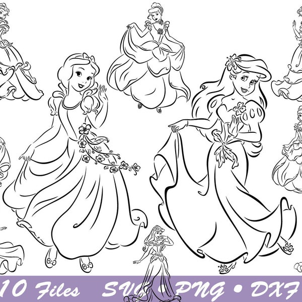 Princess outline svg, Brave Svg, Princess svg, Princess Svg, Princess Birthday svg, Cricut, Princess Cricut, dxf, png