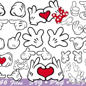 Mani del mouse in formato svg, Mouse mani Clipart in formato svg, guanti del mouse in formato svg, mouse mani sagoma in formato svg, mouse mano cuore in formato svg, file Cricut