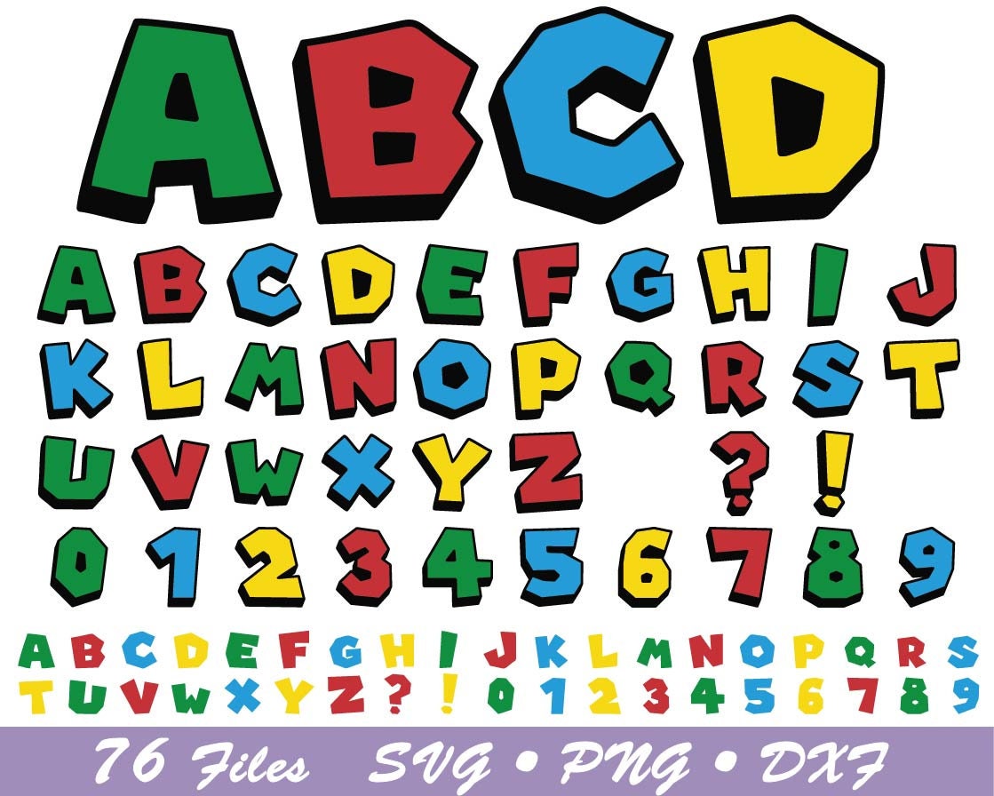 Mario Bros Alphabet Svg Super Mario Fonts Svg Mario Bros Etsy Uk