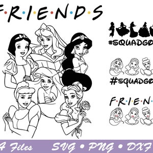 Prinzessin Freunde svg, Prinzessin svg, Prinzessin dxf, Geburtstag svg, Printable png, cricut Datei