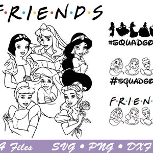 Princess friends svg, Princess svg, Princess dxf, Birthday svg,  Printable png, cricut file