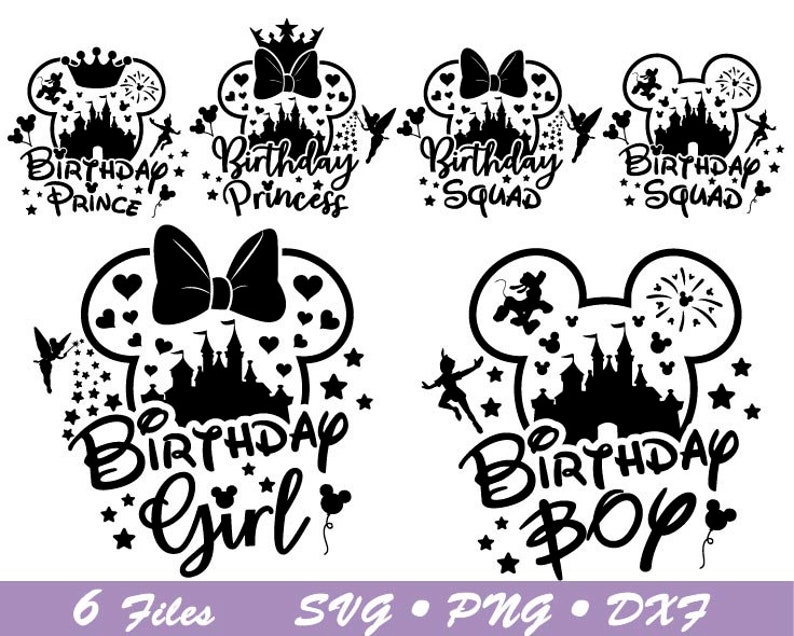Birthday Squad svg, Mouse Birthday Squad 2023 svg, Mouse Silhouette Boy svg, Mouse Birthday Boy svg, Castle Fireworks svg, Cricut File svg image 1