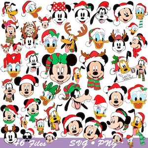 Christmas Mouse And Friends Svg Bundle, Mouse Character Face Xmas, Mouse Christmas Friends Svg, Merry Christmas, Christmas Svg, Cricut File