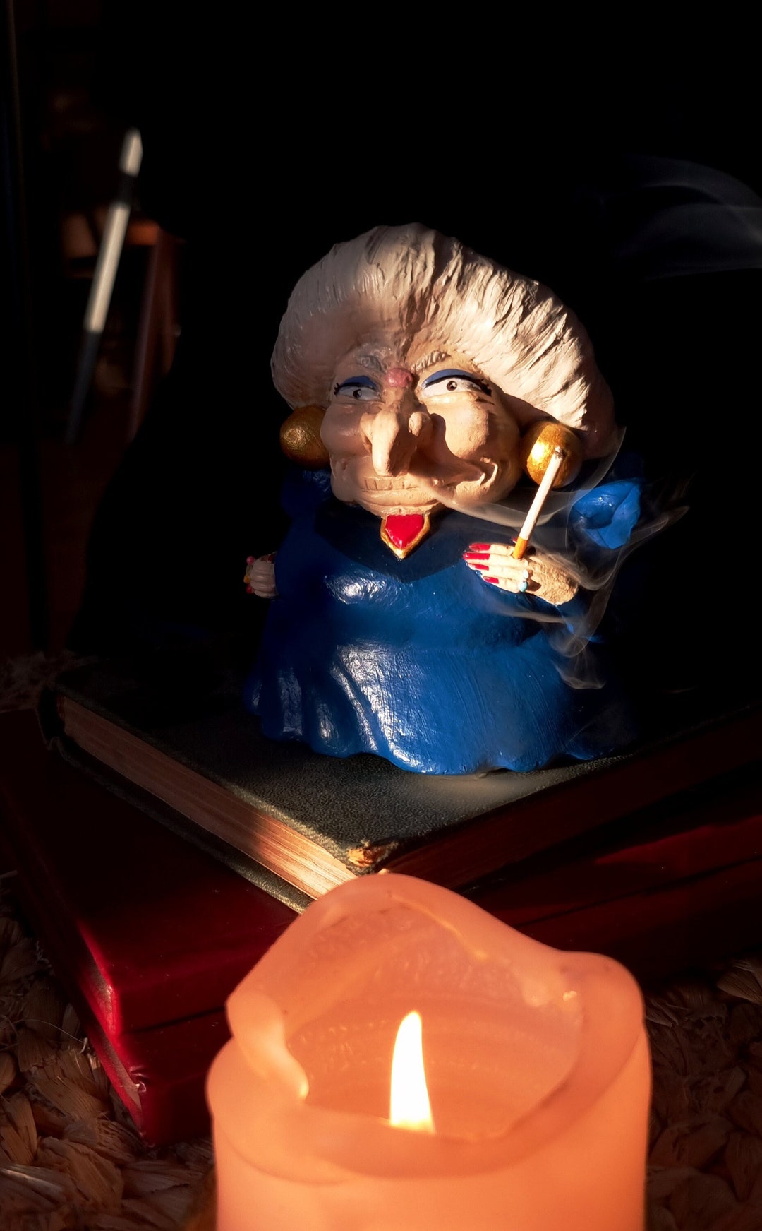 Yubaba Handmade Backflow Incense Burner, Incense Holder, Studio Ghibli, Witch, Clay Decor