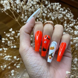 Halloween nails design coffin press on nails/ cute press on nails/ false nails/ glue on nails/ glitter nails