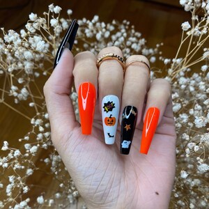 Halloween nails design coffin press on nails/ cute press on nails/ false nails/ glue on nails/ glitter nails