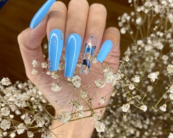 Blue Coffin Nails Etsy Blue Coffin Nails Etsy