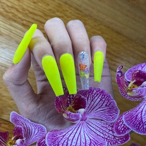 Neon Green Matt Press nas unhas/unhas postiças/unhas borboleta/cola nas unhas